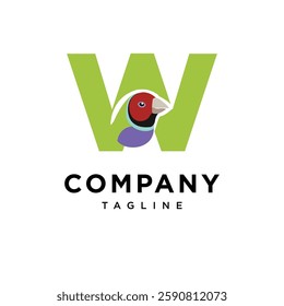 Letter W Gouldian finch Logo Icon Vector