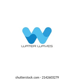 letter w gradient 3d curves water waves symbol vector