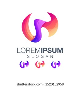 letter W gradient color logo design
