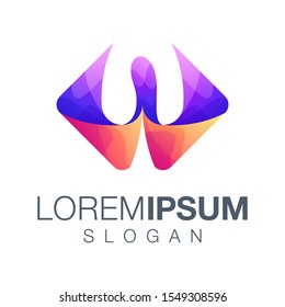 letter W gradient color logo design
