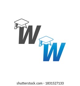 Letter W graduation cap concept design template