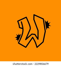 Letter "W" grafitti with orange background for t-shirt and hoodie