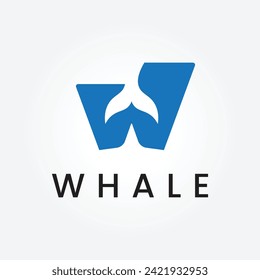 Letter W graphic of Whale tail sea aquatic logo icon