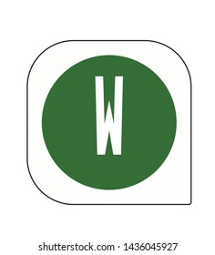 
letter w with a green background