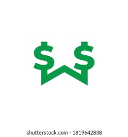 letter w green money dollar design symbol logo vector