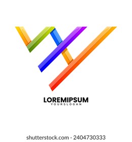 letter w h  colorful icon logo design 