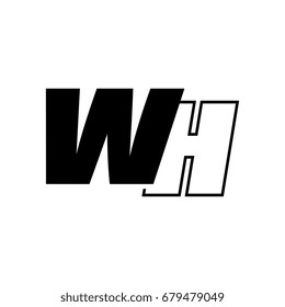 letter W and H logo overlapping black negative