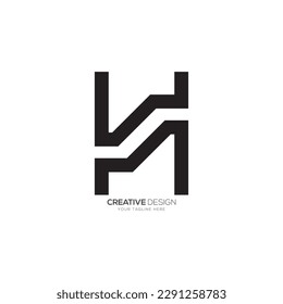 Letra w h m forma única creativa monograma logotipo de marca comercial