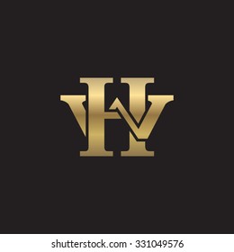letter W and H monogram golden logo