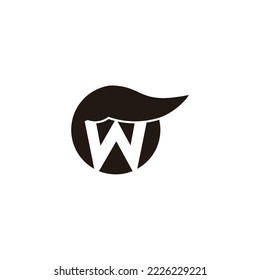 letter w hair cut style barbershop logo vector 