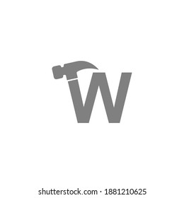 Letter W and hammer combination icon logo design vector
