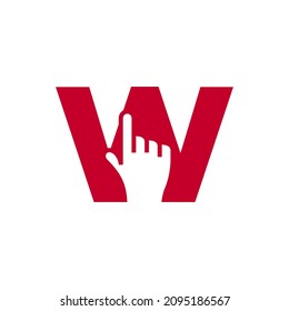 Letter W with a hand click ready to use.