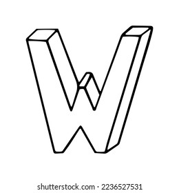 letter W hand drawn in doodle style.