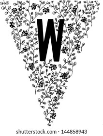 Letter W. Hand drawn paper flags with all alphabet letters. You can made buntings with any sentences (for spaces you can use my flags without letters).