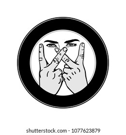 letter W hand gesture for WHATEVER  outline vector image. Illustration of hands making a w 