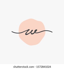 Letter W handwriting with circle concept. handwriting logo of initial signature, wedding, fashion, jewelry, boutique, and botanical with creative template for any company or business - vector