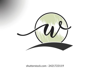 Letter W handwriting and signature Logo Design Vector Template. 