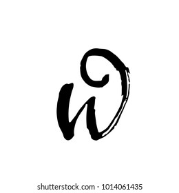 Letter W. Handwritten by dry brush. Rough strokes font. Vector illustration. Grunge style elegant alphabet.