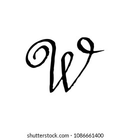 Letter W Handwritten By Dry Brush Stock Vector (Royalty Free ...