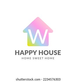 letter W happy house vector logo design