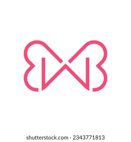 Letter W heart creative logo design