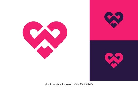 Letter W with heart logo design