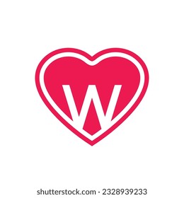 Letter W heart logo icon design, isolated on white background