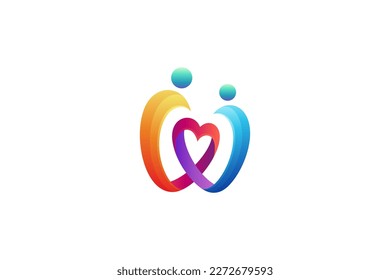 letter w with heart shape logo for people love, care and wellness