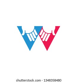 letter w helping hand care gesture logo vector