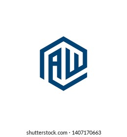 Letter A W hexagon icon logo design concept