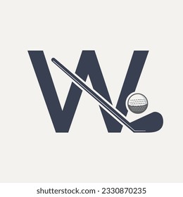 Letter W Hockey Tournament Logo. Ice Hockey Badge Logo Template