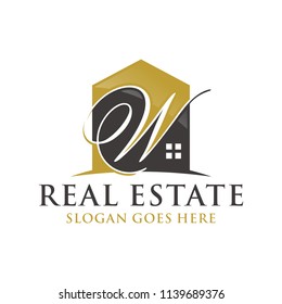 Letter W home initial logo design vector illustration