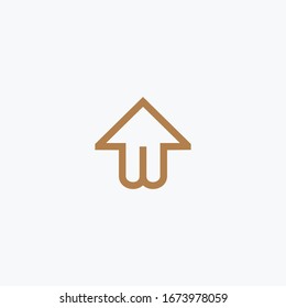 Diseño de plantilla de logotipo de casa de carta W en ilustración vectorial 