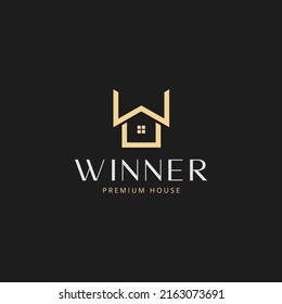 Letter W home minimal logo design icon sign symbol design concept. Vector illustration