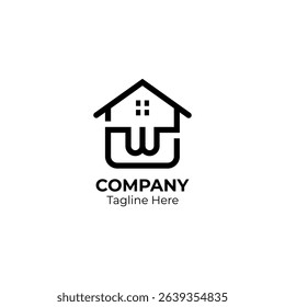Letter W home simple style logo. Letter W for real estate, property and construction logo.