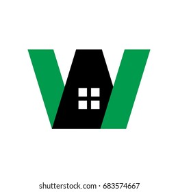 letter W and home. vector logo.