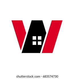 letter W and home. vector logo.