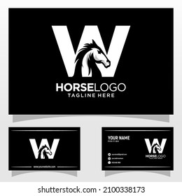 Letter W Horse Logo Design Template Inspiration, Vector Illustration.