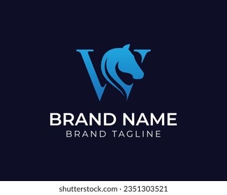 letter W horse logo. luxury horse concept design. combination letter W with a horse. creative animal template design.