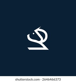 letra W com logotipo de cavalo Design minimalista mostrando uma figura canina estilizada em linhas brancas contra um fundo da marinha. Ideal para marca moderna, clínicas veterinárias