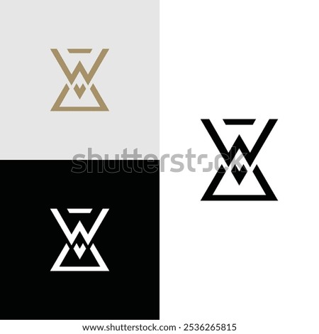 Letter W Hourglass Monogram Flat Stock Vector. Initial W Logo Line Design