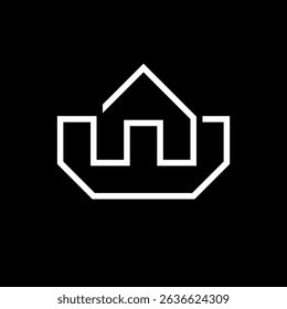 Letter W house creative line logo design