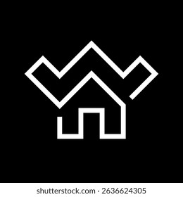 Letter W house line creative logo design
