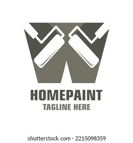Letter W House Painting Logo Design Template Inspiration, Vector Illustration.