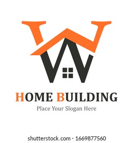 Letter w with house vector logo template. Suitable for business, web design and property