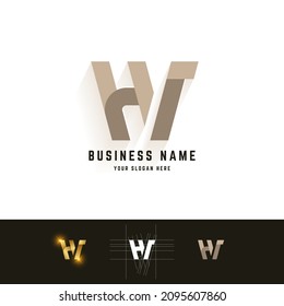 Letter W or HV monogram logo with grid method design