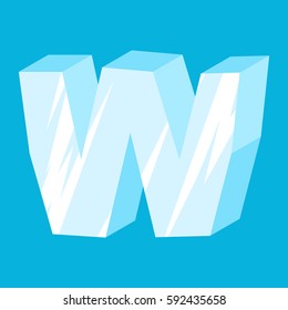 letter W ice font. Icicles alphabet. freeze lettering. Iceberg ABC sign