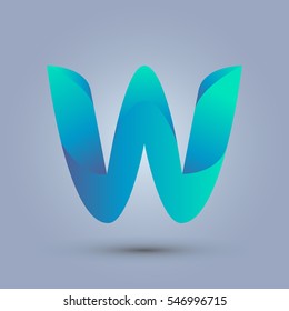 Letter W icon design and elegant typographic concept. gradient blue and green