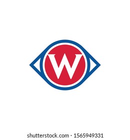 Letter W Icon Design With Vision Circle. Glance or Eye Letter Creative Business Alphabet Logo Icon.