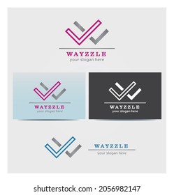 Letter W Icon, Logo for Corporate Business, Card Mock up in Several Colors